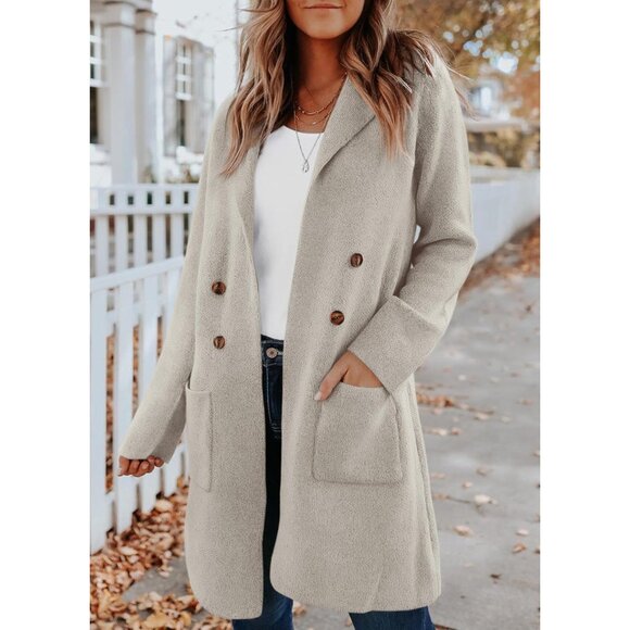 Women's Knit Cardigan Sweater Open Front Long Coat Casual Business - Picture 5 of 5